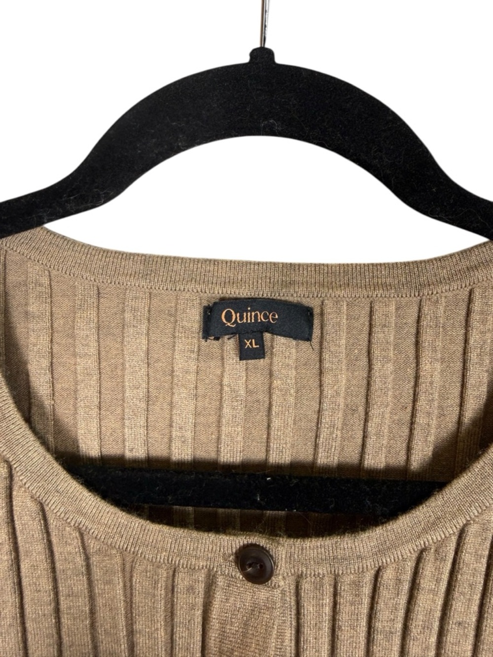 Quince Women's Eco-Knit Cropped Rib Cardigan Warm Taupe Sz XL - Picture 4 of 6